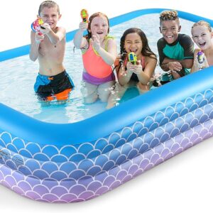 2025 Upgrade Inflatable Pool for Kids and Adults-120"*72"*22" Full-Sized Inflatable Swimming Pool Leakproof Blow Up Above Ground for Backyard Outdoor Garden Summer Water Party Pink