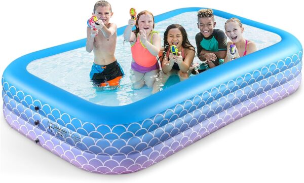 2025 Upgrade Inflatable Pool for Kids and Adults-120"*72"*22" Full-Sized Inflatable Swimming Pool Leakproof Blow Up Above Ground for Backyard Outdoor Garden Summer Water Party Pink