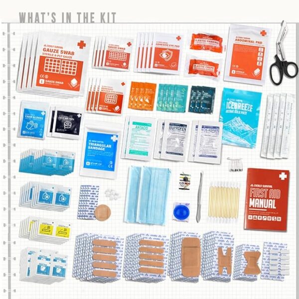 EVERLIT 400 Pcs Emergency First Aid Kit Medical Kit Professional Med Kit Supplies for Preparedness, Survival, Office, School, Home, Disaster, Car, Business, Restaurant - Image 3