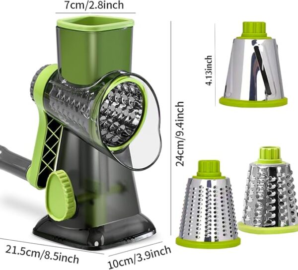 Cheese Grater Rotary Cheese Grater,Versatile Cheese Shredder,Blades for Shredding, Grating, Slicing,Cheese Shredder with Suction Base and Cleaning Brush Kitchen Gift (green) - Image 4