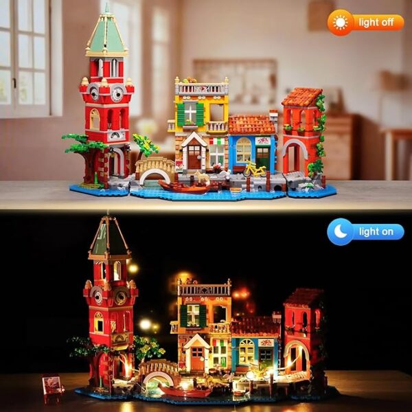 Venice Main Street Building Set for Adults, 2155 PCS City Riverside House Building Block Kit with Light Flower Shop Pizzeria, Home Decor Architecture Brick Model Women Men Teen Girl 12+ - Image 8