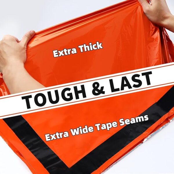 Frelaxy Extra-Thick Survival Tent and Emergency Sleeping Bag, Emergency Shelter Survival Bivy Set with Whistles, Paracord, Storage Pouches, and EVA Case, Perfect for Survival Kits - Image 5
