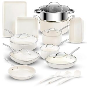 GOTHAM STEEL 20 Pc Ceramic Cookware Set Nonstick, Pots and Pans Set Non Stick for Kitchen with Bakeware and Utensils, Pots and Pans for Cooking, Non Toxic Cookware Sets, Oven & Dishwasher Safe
