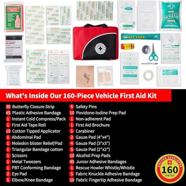 Protect Life Survival First Aid Kit for Home/Business, Camping Survival Kits | Mini Travel First Aid Kit | Camping Equipment | Small Kits for Car | Outdoor Emergency Survivals Pack - 160pcs - Image 6