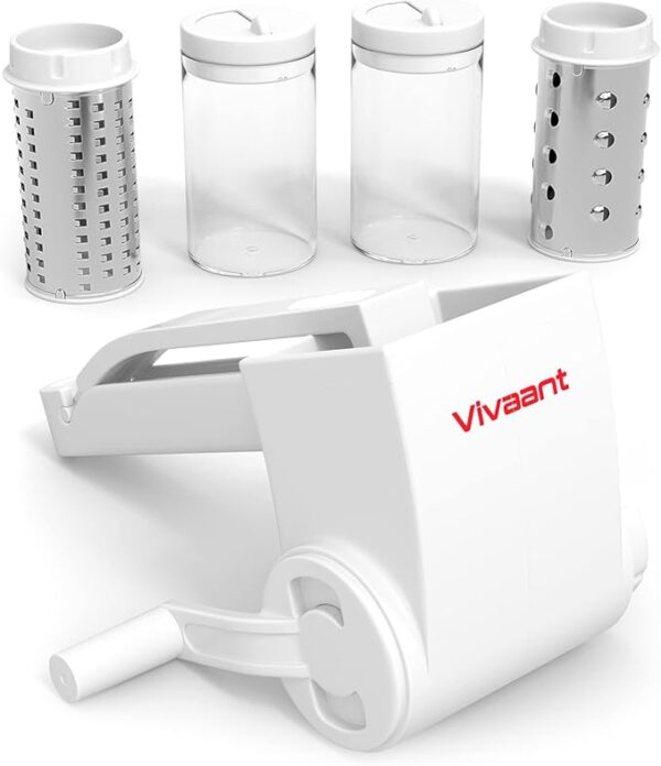 Restaurant-Grade Italian Cuisine Rotary Cheese Grater with Handle - Perfect Heavy-Duty Parmesan Cheese Grater - Effortlessly Shred and Shave Cheese with 2 Easy to clean Stainless Steel Drum Blades - Image 2