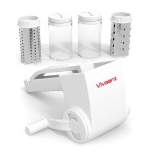 Restaurant-Grade Italian Cuisine Rotary Cheese Grater with Handle - Perfect Heavy-Duty Parmesan Cheese Grater - Effortlessly Shred and Shave Cheese with 2 Easy to clean Stainless Steel Drum Blades