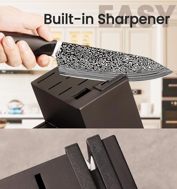 Knife Set, 15 Pieces Kitchen Knife Set with Built in Sharpener, High Carbon German Stainless Steel Knife Block Set, Dishwasher Safe - Image 5