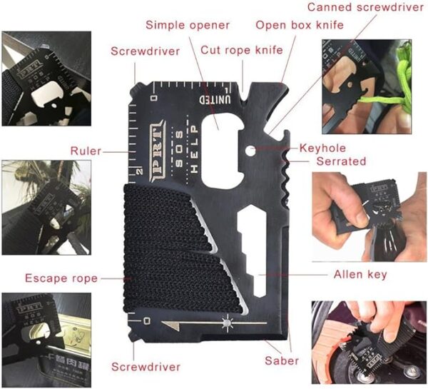 XUANLAN Emergency Survival Kit 13 in 1, Outdoor Survival Gear Tool with Survival Bracelet, Fire Starter, Whistle, Wood Cutter, Water Bottle Clip, Pen (Survival Kit 1) - Image 5