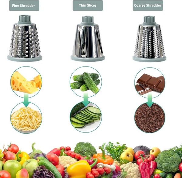 Cheese Grater with Handle, Multifunctional Manual Rotary Cheese Grater - Cheese Shredder Easily Chop Carrots, Potatoes, Vegetables and Fruits and Easy to Clean(blue) - Image 4