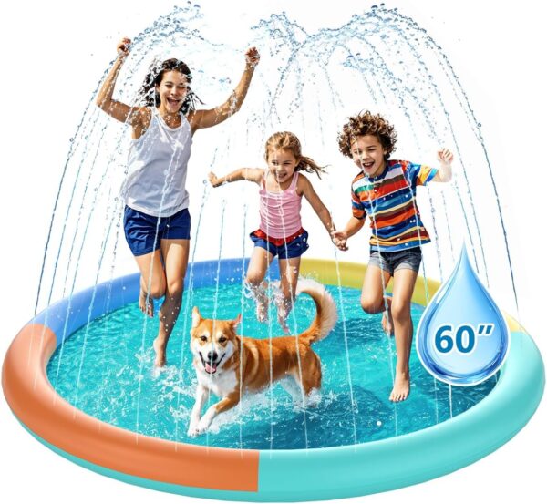 Non-Slip Splash Pad 60" Extra Large Sprinkler for Kids & Dogs Outdoor Inflatable Water Toys for Kids Water Pad Back Yard Water Play for Pet Dog - Image 6