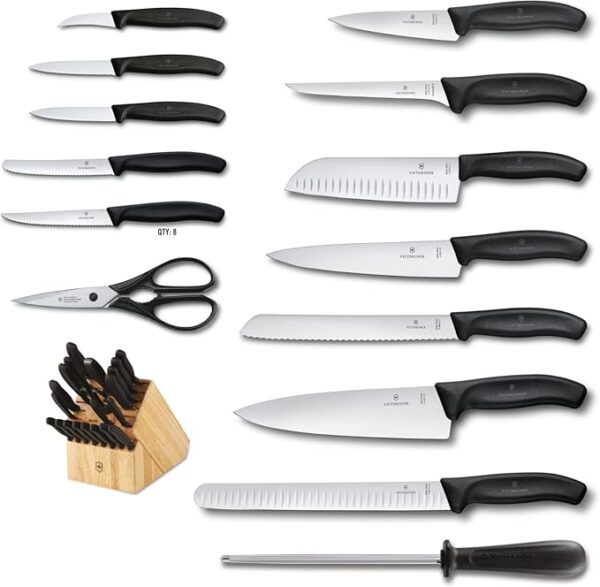 Victorinox Swiss Classic Knife Block - Kitchen Knife Set with Block for Home Essentials - Includes Chef's Knife, Kitchen Shears & More - Black Handles, 22-Piece Set - Image 3