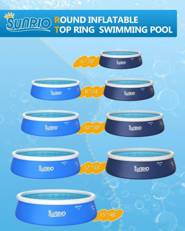 12'*33" Round Inflatable Top Ring Above Ground Swimming Pool Fast Easy to Set Up Blow Up Pool for Summer Outdoor Garden Backyard Childen Adults - Image 2