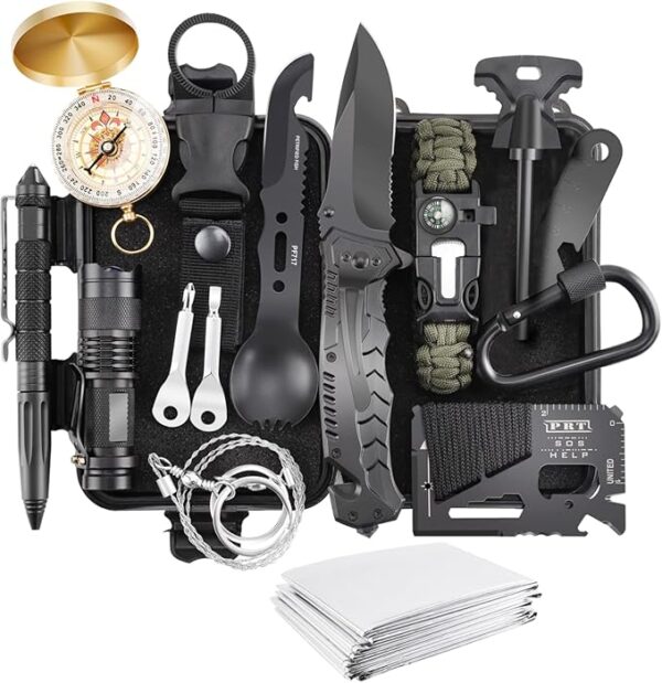 Survival kits 17 in 1, Emergency Survival Gear and Equipment, Cool Gadgets for Men Camping Fishing Hunting Outdoor - Image 2