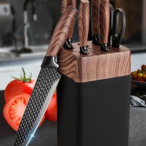 2025 Knife Set, Denkich 7 Pcs Premium Quality Knife Sets for Kitchen with Block, Dishwasher Safe Kitchen Knife Set with Built in Sharpener Block, Professional German Stainless Steel Knife Block Set, A