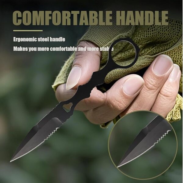 Fixed Blade Knife with Sheath, 440C Steel EDC Fixed Blade Knife with Sheath and Clip for Outdoor, Camping(Medium) - Image 4