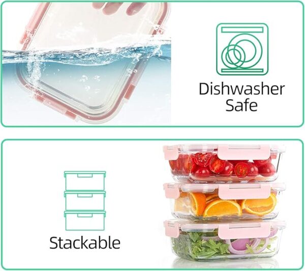 C CREST [10 Pack] Glass Meal Prep Containers, Food Storage Containers with Lids Airtight, Glass Lunch Boxes, Microwave, Oven, Freezer and Dishwasher Safe - Image 5