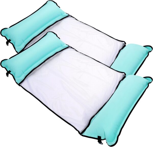 Inflatable Pool Hammock Float 2 Pack Multi-Purpose 4 in 1 Saddle Lounge Chair Drifter Water Hammock Pool Floaties Lake Beach Floating Loungers Swimming Pool Floats for Adults - Image 6