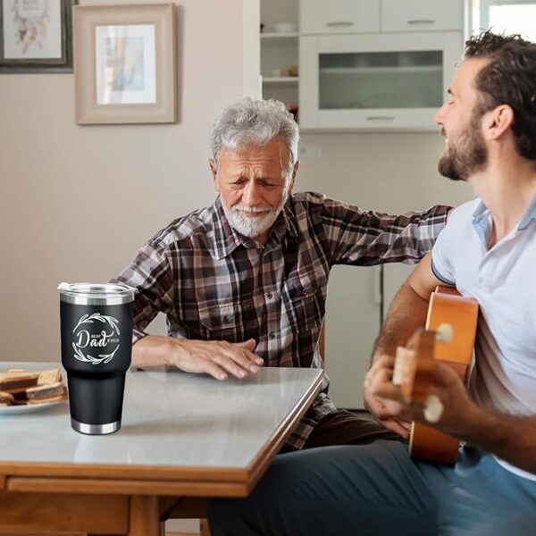 30oz Best Dad Ever Tumbler Personalized Coffee Travel Mug Daddy Tumbler from Son Daughter, Coffee Cup for Dad Gifts for Birthday Fathers Day Christmas - Image 6