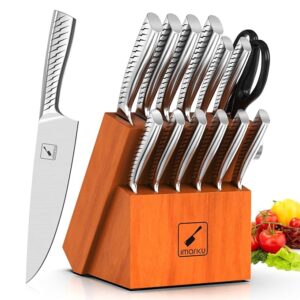 imarku Knife Set,14-Piece Knife Sets for kitchen with block,Premium One-Piece Kitchen Knife Set with Sharpener,High Carbon Stainless Steel Knives Set for Kitchen,Silver,Dishwasher Safe