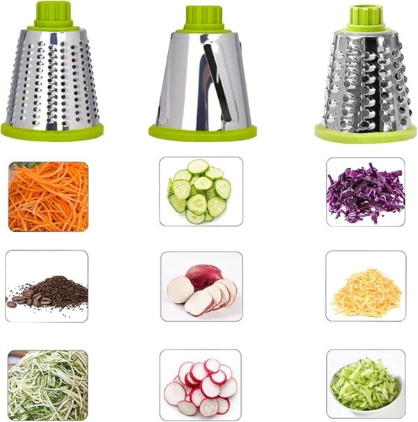 Cheese Grater Rotary Cheese Grater,Versatile Cheese Shredder,Blades for Shredding, Grating, Slicing,Cheese Shredder with Suction Base and Cleaning Brush Kitchen Gift (green) - Image 6