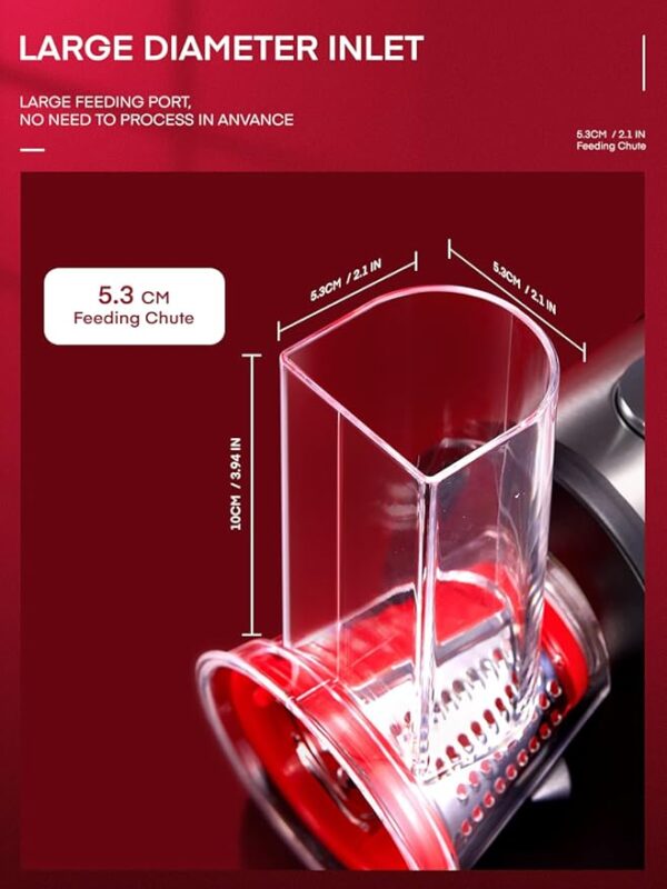 FOHERE Electric Cheese Grater Salad Maker, Electric Slicer Shredder for Home Kitchen Use, One-Touch Easy Control, Electric Grater for Vegetables, Cheeses and Nuts, BPA-Free, Red - Image 3