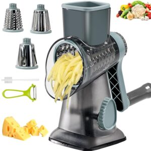 Cheese Grater with Handle, Multifunctional Manual Rotary Cheese Grater - Cheese Shredder Easily Chop Carrots, Potatoes, Vegetables and Fruits and Easy to Clean(blue)