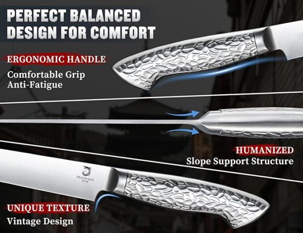 14 PCS Knife Set with Wood Block - Stainless Steel Kitchen Knife Block Set with Built in Sharpener, Dishwasher Safe, Rust Resistant, Non-Slip Ergonomic Handle - Gift for Men Women and Housewarming - Image 5