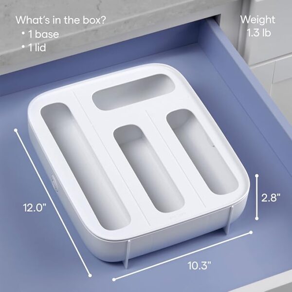 StoraBag Drawer Food Bags Dispenser, 4-Slot, Plastic Sandwich Bag Organizer for Kitchen Storage, White - Image 5