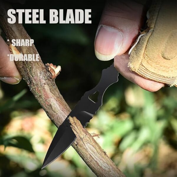 Fixed Blade Knife with Sheath, 440C Steel EDC Fixed Blade Knife with Sheath and Clip for Outdoor, Camping(Medium) - Image 6