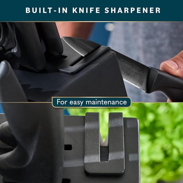Home Hero Kitchen Knife Set with Sharpener - High Carbon Stainless Steel Knife Block Set with Ergonomic Handles (16 Pcs - Black) - Image 5