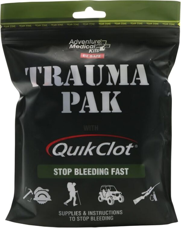 Adventure Medical Kit Trauma Pak First Aid Kit with QuikClot - First Aid Kit for Emergency Supplies, Camping Essentials & More - Compact Trauma Kit with Gloves, Alcohol Swabs, Bandages & More - Image 2