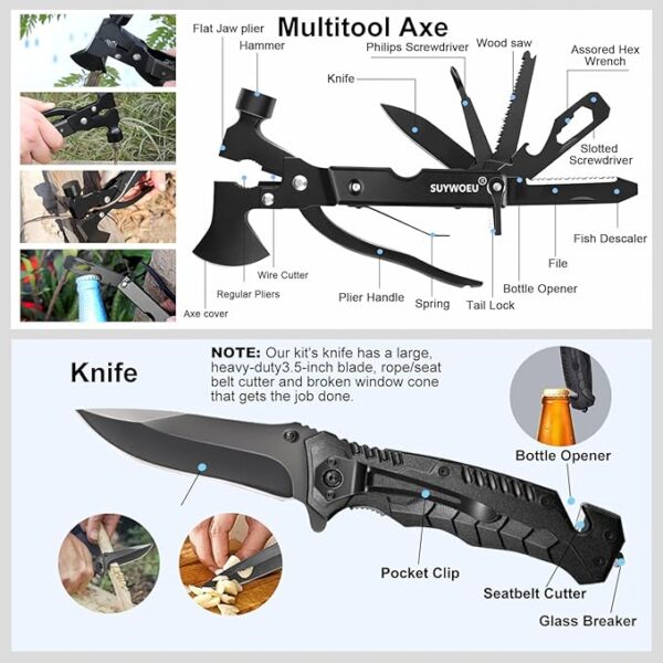 Gifts for Men Dad Husband Fathers Day, Survival Gear and Equipment kit 21 in 1, Professional Cool Gadgets Stuff Tactical Tool, Gift Ideas for Him Son Daughter Emergency Hunting Outdoors Camping Hiking - Image 4