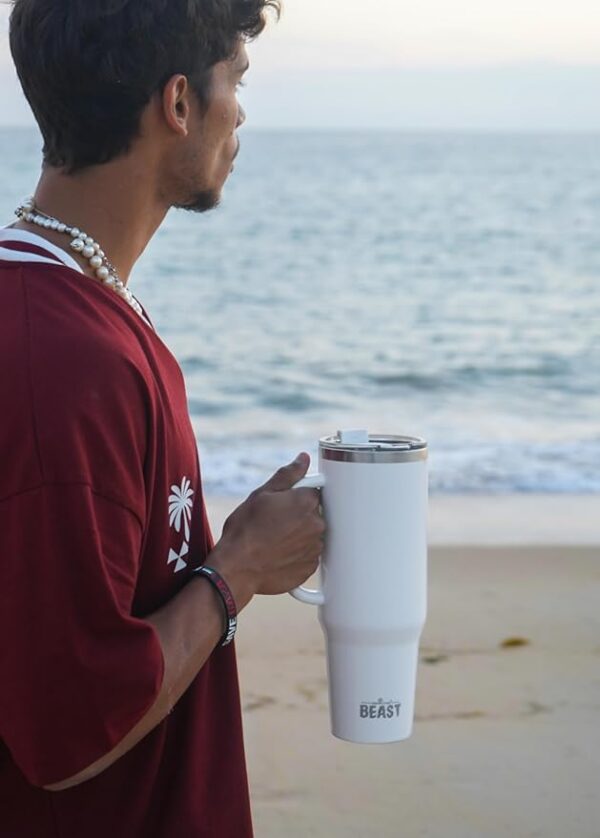 Beast 50 oz Tumbler Stainless Steel Vacuum Insulated Coffee Ice Cup Double Wall Travel Flask (Arctic White) - Image 6