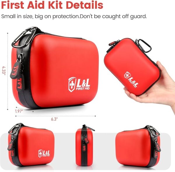 120-Piece First Aid Kit for Travel,Car & Emergency Survival - Compact Waterproof Medical Supplies with Trauma Bandages,Burn Gel & Fever Cooling Patch | Portable for Camping,Hiking,Sports(Red) - Image 6