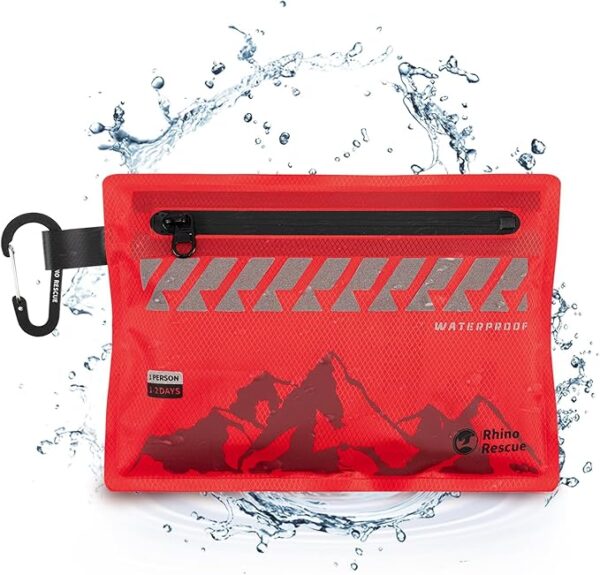 RHINO RESCUE Small First Aid Kit Ultralight Waterproof Medical Kit for Hiking, Backpacking, Cycling, Travel, Vehicles, HSA/FSA Eligible - Image 2