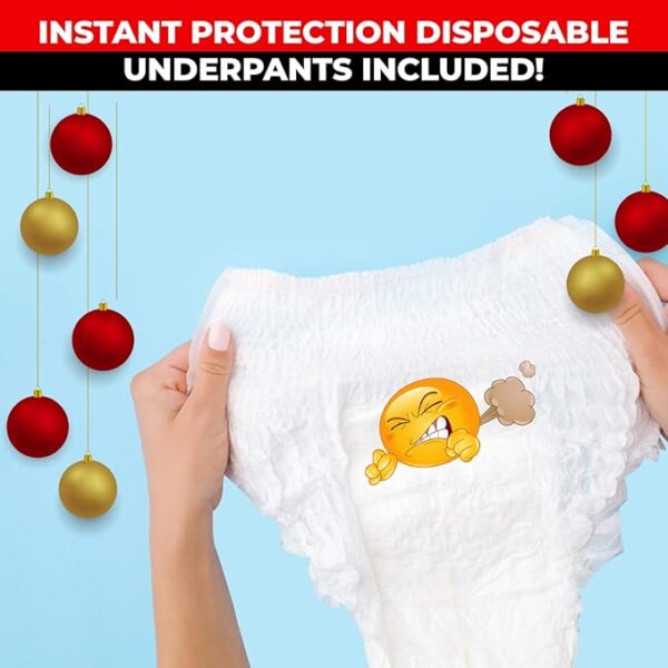 Shart Survival Set - Funny Gag Gift 2024 Boyfriend Gifts Includes Disposable Underwear, Hazmat Bag, Wet Wipe and More! Unique Stocking Suffers for Men Birthday Husband Teens Potty Humor Prank Him Fart - Image 4