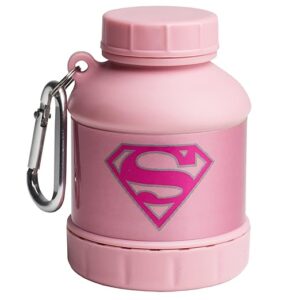 Smartshake Justice League Whey2Go Supergirl Protein Powder Storage Container 50g â BPA Free Shaker Bottle Funnel for Whey Protein Powder + Protein Shakes 110ml, DC Comics Supergirl Gifts for Women