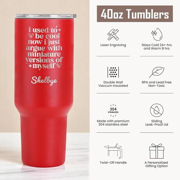 Personalized 40oz Tumbler with Leak Proof Lid and Straw â Laser Engraved Motherâs Day Gift, Stainless Steel Insulated Cup, Custom Name Travel Mug for Mom, Women, Grandma, Reusable Coffee Cup Tumbler - Image 5