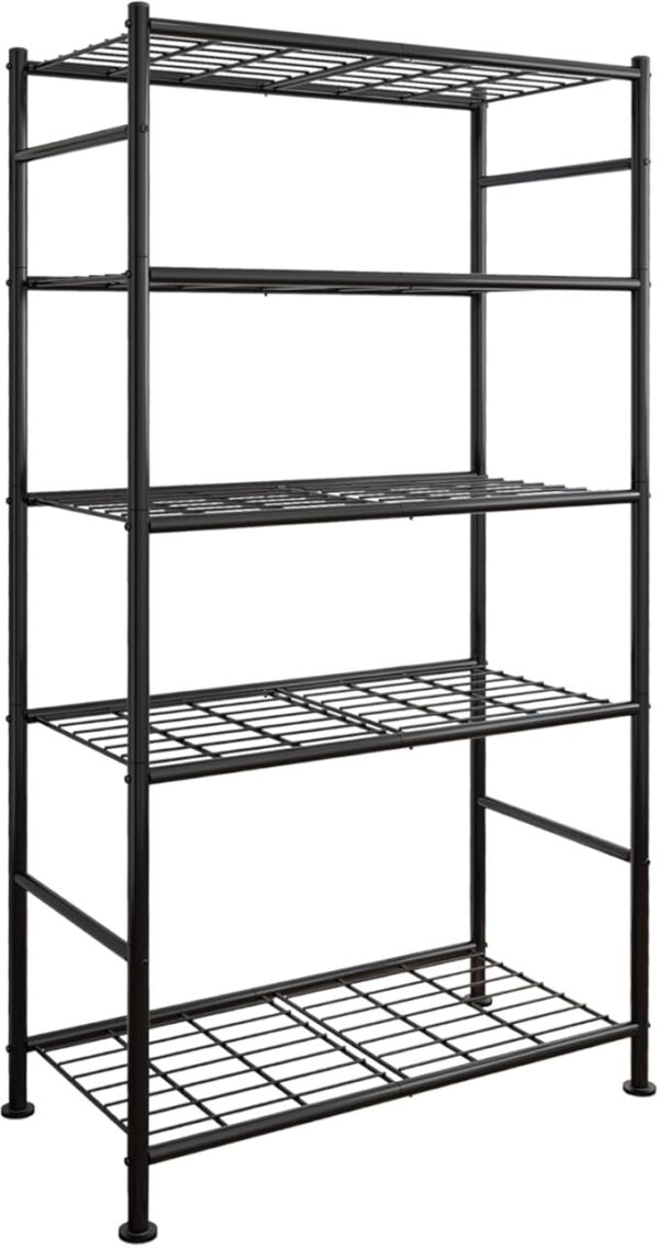 Storage Shelves - 5 Tier Shelf Organizer, Heavy Duty Garage Shelving Unit with Leveling Feet, Stable Metal Shelves Organizer for Pantry, Kitchen and Closet, 33.0" W x 12.6" D x 72.0" H, Black - Image 2