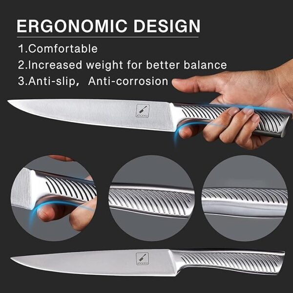 imarku Knife Set - Knife Sets for Kitchen with Block, 14PCS High Carbon Stainless Steel Kitchen Knife Set, Dishwasher Safe Knife Block Set with Ergonomic Handle - Image 5