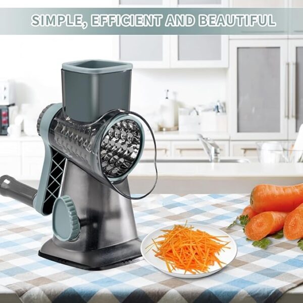 Cheese Grater with Handle, Multifunctional Manual Rotary Cheese Grater - Cheese Shredder Easily Chop Carrots, Potatoes, Vegetables and Fruits and Easy to Clean(blue) - Image 3