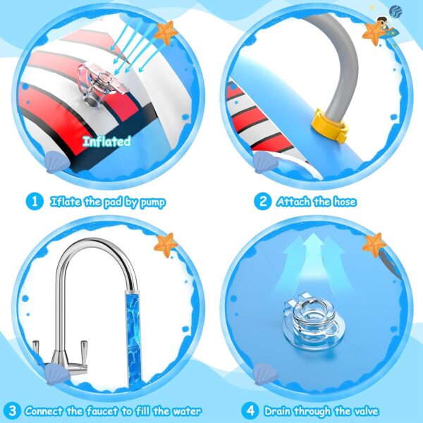 Kiddie Pool for Toddlers, Splash Pad for Kids Ages 4-8, 68" Inflatable 3-in-1 Swimming Pool for Kids, Backyard and Outside Sprinkler Play Mat Wading Pool for 3 4 5 6 Year Old Kids - Image 4