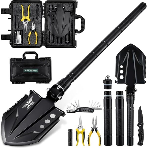 Golden Bird Survival Shovel Set - Multi-Tool Folding Camping Shovel with Carrying Case for Outdoor, 30 Inch Lengthened Handle Tactical Shovels, Off-Road, Gardening, Beach, Sand & Snow, Car Emergency - Image 2