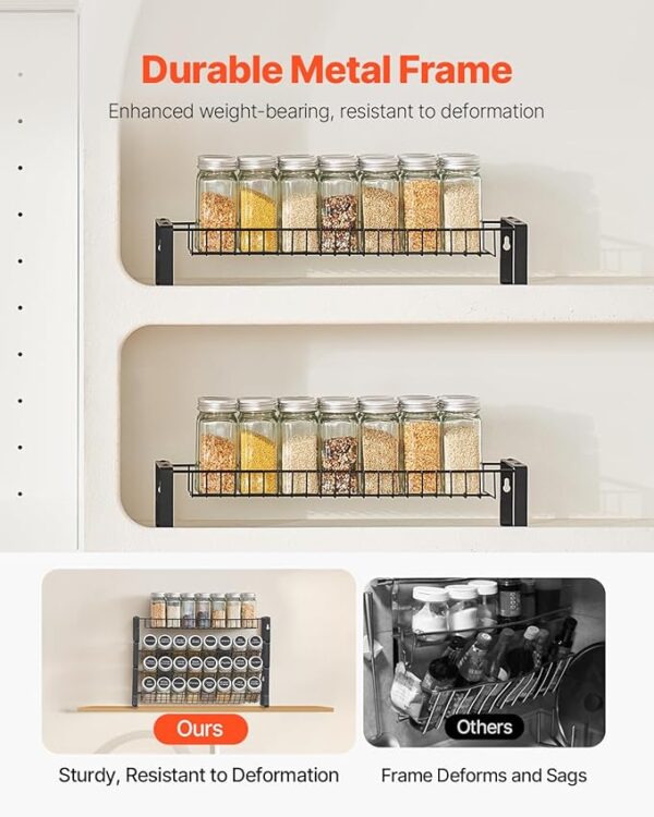 VEVOR Detachable Spice Rack Organizer for Cabinet, 4 Tie Stackable Seasoning Organizer, Spice Jars Kitchen Storage for Countertop Kitchen Pantry Cupboard, 15.8x10.7 in - Image 6
