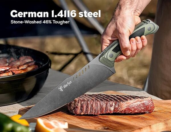 8 Inch Professional Chef Knife - German Steel Blade with G10 Handle & Full-Tang Construction - Outdoor Kitchen & Survival Gyuto Design - Knife For Man - Image 3