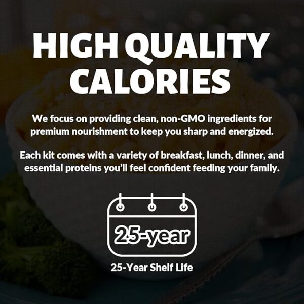 Long Term Food Supply Kit | 75g+ Daily Protein & 1,800+ Calories Per Day | Premium Survival Food 25 Year Shelf Life | Prepper Supplies Freeze Dried Meals - Image 4