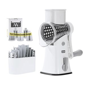 Rotary Cheese Grater & Vegetable Slicer/Shredder with 5 Stainless Steel Blades - Kitchen Gadget
