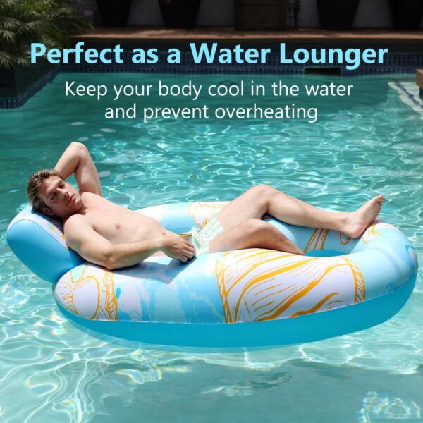 Inflatable Pool Floats Adult, Pool Lounger Float with 300LBS Weight Capacity, Pool Chair Float with Cup Holder, Headrest and Footrest for Swimming Pool, Lake, River Floating - Seahorse - Image 7