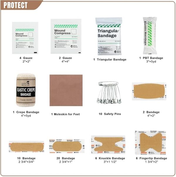 RHINO RESCUE Survival First Aid Kit, HSA/FSA Eligible, Emergency Kit Molle Pouch IFAK Medical Kit for Vehicles Car Camping Backpacking Hiking Hunting - Image 5