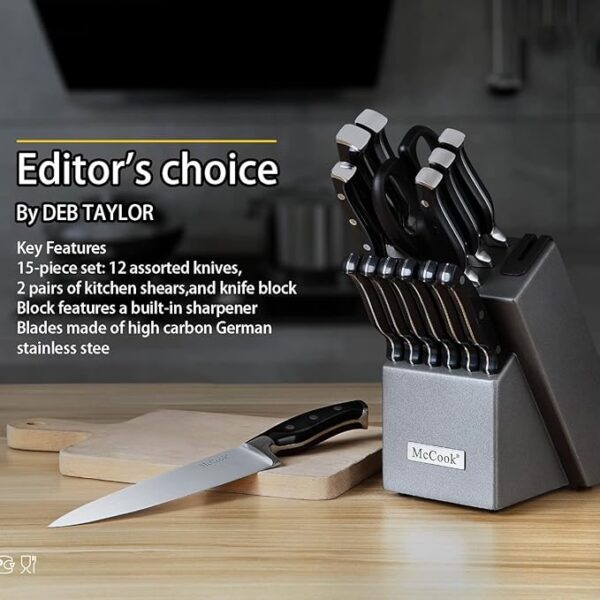 McCookÂ® Knife Sets,German Stainless Steel Kitchen Knife Block Set with Built-in Sharpener - Image 5